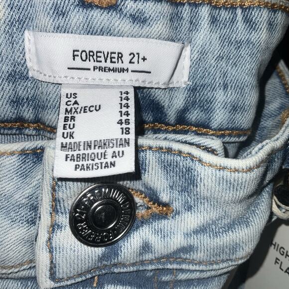 Retro High Rise Flare Leg Jeans Light Wash Denim Stretch- SIZE 14 - Picture 9 of 11